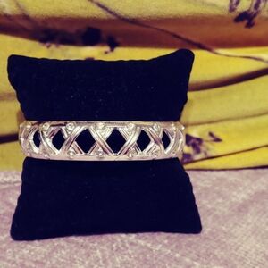 Avon Silver Geometric Cuff Bracelet